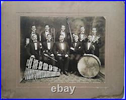 Huge 20 x 16 Antique Big Band Photograph Musicians Instruments Drums Hartford CT