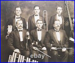 Huge 20 x 16 Antique Big Band Photograph Musicians Instruments Drums Hartford CT