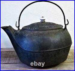 Huge Antique W. C. Davis Co. Cincinnati Ohio 1864 CIVIL War Era Tea Pot Kettle