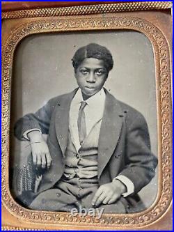 Intensely Serious African American Young Man Tintype Late 1800s Photograph