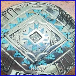 J Nezzie Belt Buckle Signed Nezzie In Black And J Nezzie Turquoise. 999 Nickel