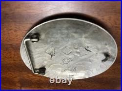 J Nezzie Belt Buckle Signed Nezzie In Black And J Nezzie Turquoise. 999 Nickel