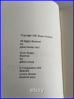 JAMES KWAME CLAY SIGNED Spirit Songs A Poembook Cincinnati 1981 Black Poetry