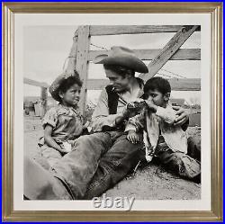 James Dean on the set of Giant with2 Mexican kids-Photo by Richard Miller -Signed
