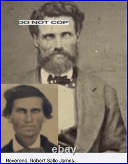Jesse James Pa, Reverend, Robert Salle James & Zerelda Cole James Tintype Photo