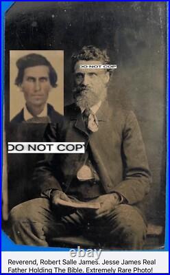 Jesse James Real Father, Reverend Robert Salle James Tintype Photo. SUPER RARE