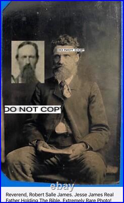 Jesse James Real Father, Reverend Robert Salle James Tintype Photo. SUPER RARE