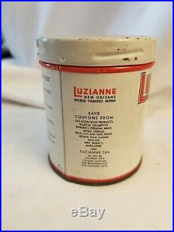 LUZIANNE Coffee and Chicory Sample TIN with Lid Black Americana Graphics