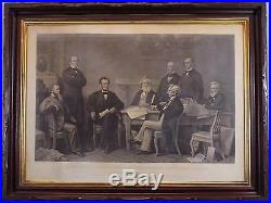 Large Antique 1866 Engraving, President Abe Lincoln & Emancipation Proclamation
