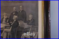 Large Antique 1866 Engraving, President Abe Lincoln & Emancipation Proclamation