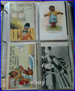 Large Vintage Black Americana Postcards Collection / Huge Lot In Album