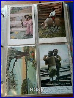 Large Vintage Black Americana Postcards Collection / Huge Lot In Album