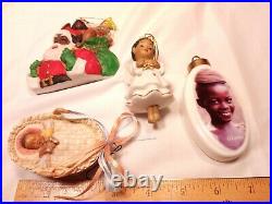 Large lot of African American Christmas Items Santa Claus Ornaments