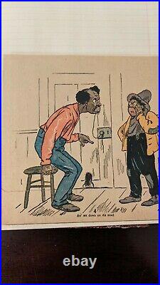 Late 1800s Scrapbook Filled w Comics Postcards Black Americana News Articles