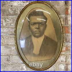 Late 19th, Early 20th Photo/Print African American Man / Bubble Convex Glass