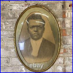 Late 19th, Early 20th Photo/Print African American Man / Bubble Convex Glass