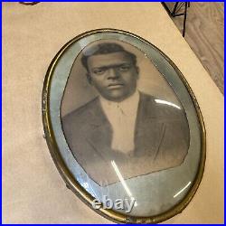 Late 19th, Early 20th Photo/Print African American Man / Bubble Convex Glass