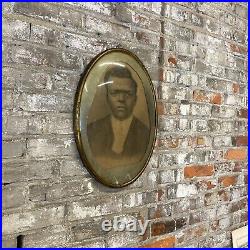 Late 19th, Early 20th Photo/Print African American Man / Bubble Convex Glass