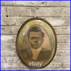 Late 19th, Early 20th Photo/Print African American Man / Bubble Convex Glass