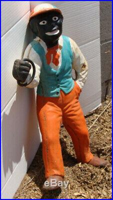 Lawn Jockey Cast Iron Original Paint, Underground Railroad Black Americana Jocko