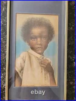 Lithograph signed numbered framed prints Black Innocense Little Boy Rare Gift