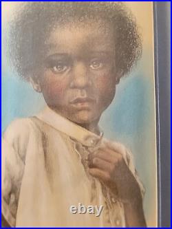 Lithograph signed numbered framed prints Black Innocense Little Boy Rare Gift