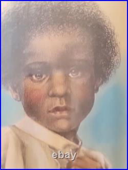 Lithograph signed numbered framed prints Black Innocense Little Boy Rare Gift