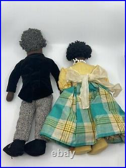 Lot of 2 Antique Black Americana Cloth Dolls 17 Tall Hand Sewn One of a Kind