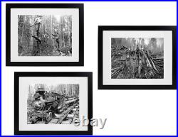 Lot of (3) Historic Matted & Framed Picture Photos Lumberjack Loggers Washington