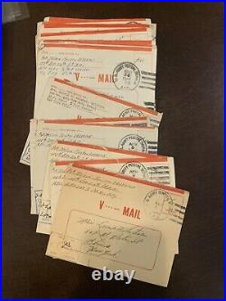 Lot of 335 WWII Letters Vmail Sweetheart Postcards Black Americana Same Couple