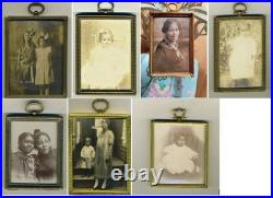Lot of 7 Antique Brass Photo Frames with Photos of African Americans