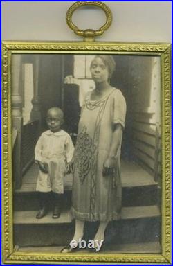 Lot of 7 Antique Brass Photo Frames with Photos of African Americans