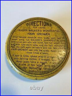 MADAM C. J. WALKER'S WONDERFUL HAIR GROWER Tin Can Black Americana