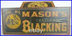 MASON'S CHALLENGE BLACKING WOODEN BOX ANTIQUE shoe polish AMERICANA advertising