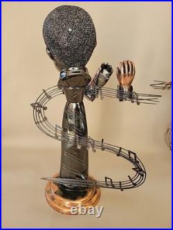 MCM COPPER FIGURINES of African AMERICAN JAZZ MUSICIANS BLACK AMERICANA AS IS