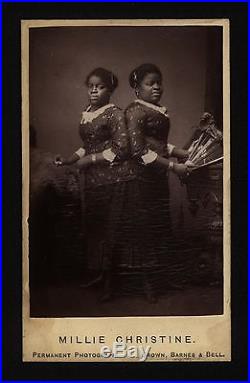 MILLIE CHRISTINE MCKOY BLACK AMERICANA CONJOINED TWINS CIRCUS FREAKS CDV SIGNED
