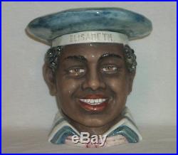 Majolica Black Americana Maritime Sailor Tobacco Jar Humidor