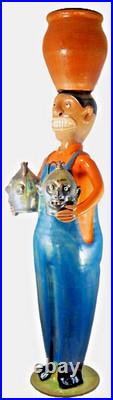 Marvin Bailey Southern Folk Art Pottery Statue of a Man With Pot & Face Jugs 27