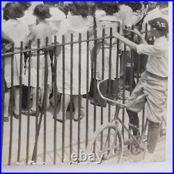 Mass Drill Philadelphia School Photo 1920s Children Bicycle Vintage Antique A228