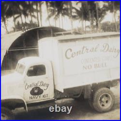 Milk Truck Milne Bay New Guinea WW2 Photo 1940s Vintage Original Navy Dairy E382