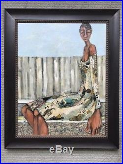 Mixed-Media Painting by April Harrison African American Figure Fenced In