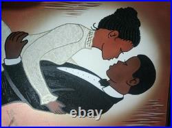 Mobassi African American Man And Woman In Love Original Oil On Canvas Painting