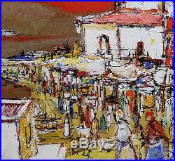 Modernist ALVIN CARL HOLLINGSWORTH Mediterranean Tropical Village Oil Painting