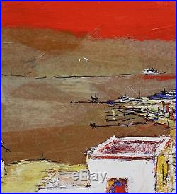 Modernist ALVIN CARL HOLLINGSWORTH Mediterranean Tropical Village Oil Painting