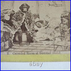 Monkey Chimpanzee Beds Crowded Room Summer Hotel Rules 1880s Stereoview H289