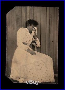 Mourning Photo Black African American Woman Post Mortem Funeral Vtg Tintype