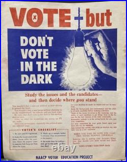 NAACPVintage 1950s-70s LotAfrican American Ephemera Archive inc. Voting Poster