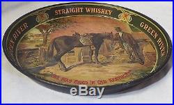 NICE Old Antique GREEN RIVER ADVERTISING WHISKEY TRAY Black Americana MAN Litho