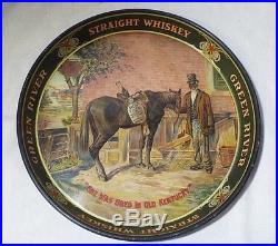 NICE Old Antique GREEN RIVER ADVERTISING WHISKEY TRAY Black Americana MAN Litho