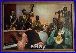 NY JAZZ 1933 Painting Louis Armstrong GRAND CENTRAL SCHOOL Harlem Renaissance